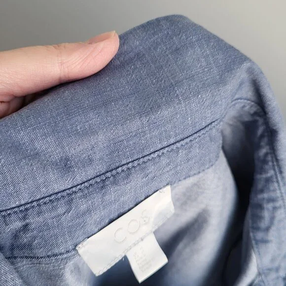 COS Blue Oversized Cotton Shirt Dress Pockets I Size M (fits L too) - Picture 13 of 14